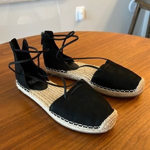 Eileen Fisher - Size 5.5 - Suede Lace-up Espadrille Sandals